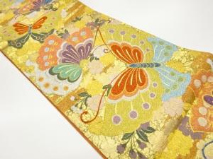 唐織蝶に桜模様織出し全通袋帯